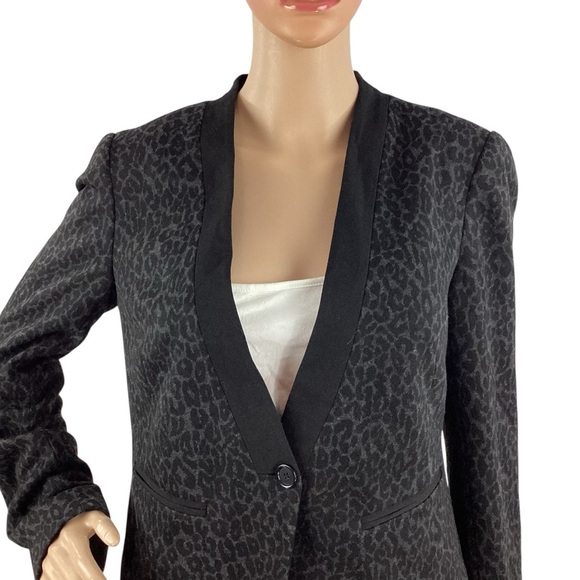 LOFT Leopard Print Single-Button Blazer Black Size 4 - Picture 2 of 7